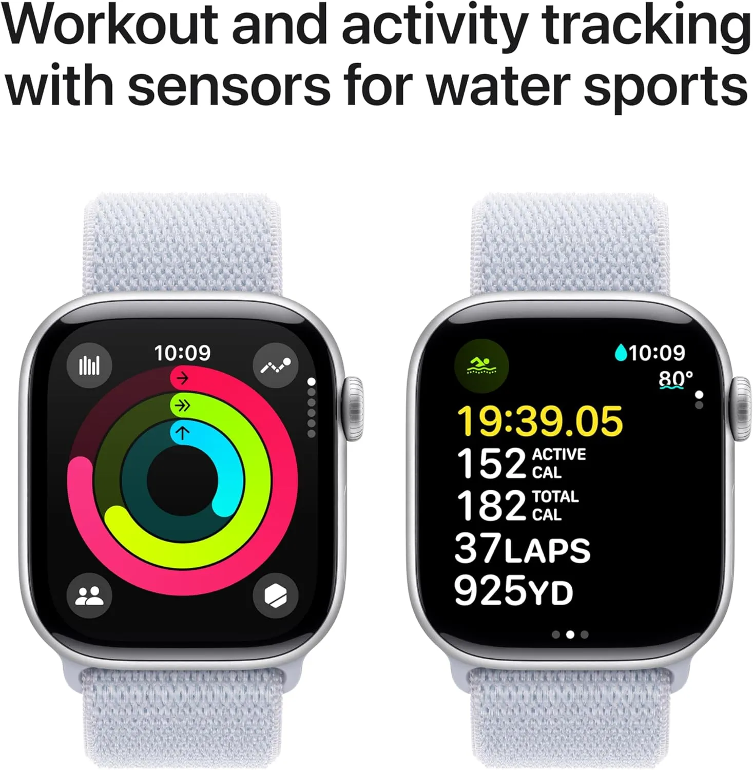 Apple Watch Series 10 [GPS   Cellular 42mm case] Smartwatch with Silver Aluminium Case with Blue Cloud Sport Loop. Fitness Tracker, ECG App, Always-On Retina Display, Carbon Neutral