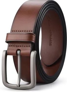 Buffway Men's Leather Belt,1.5" Handmade Top-Grain Leather?CDurable,Comfortable,Suitable for Everyday Formal & Casual Wear