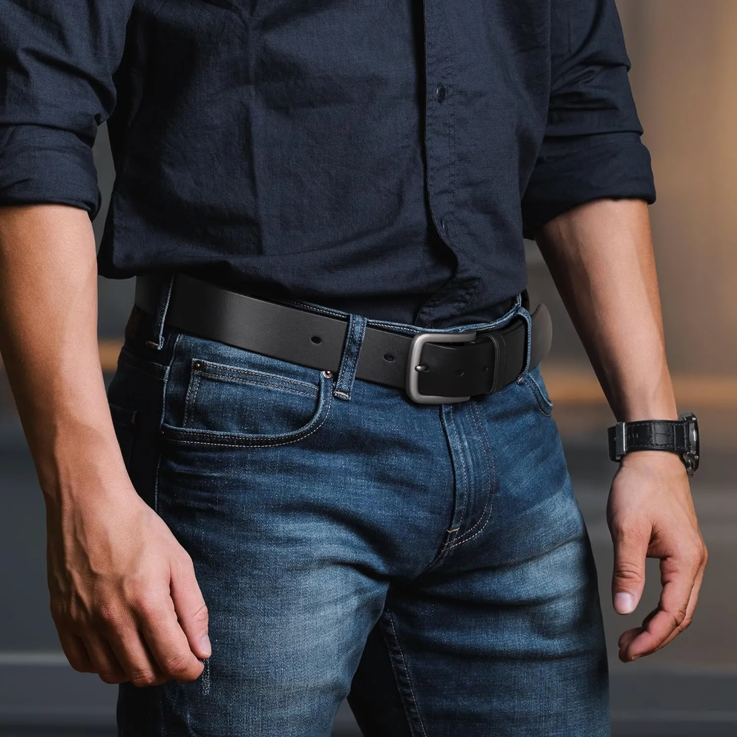 Buffway Men's Leather Belt,1.5" Handmade Top-Grain Leather?CDurable,Comfortable,Suitable for Everyday Formal & Casual Wear