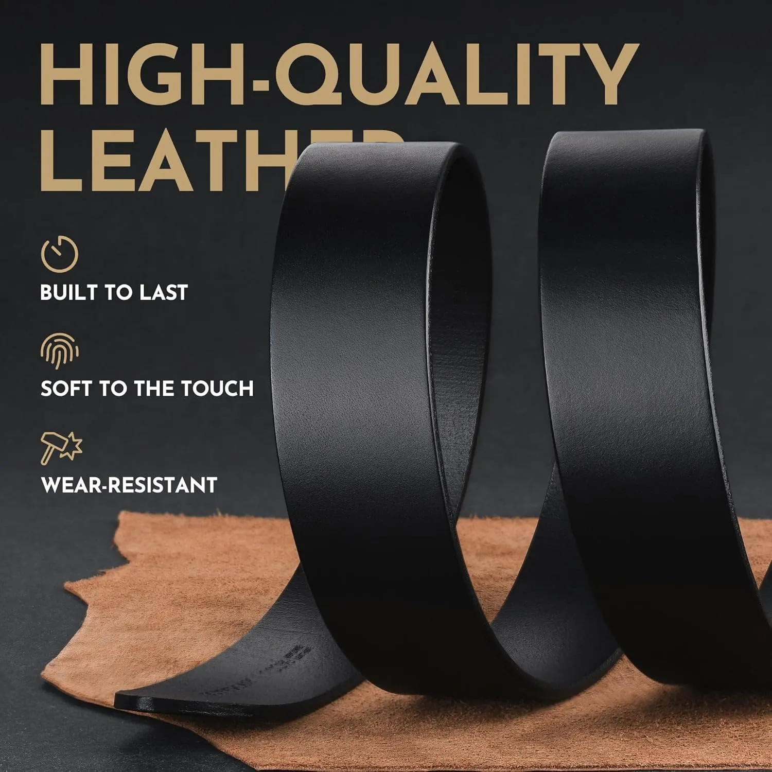 Buffway Men's Leather Belt,1.5" Handmade Top-Grain Leather?CDurable,Comfortable,Suitable for Everyday Formal & Casual Wear