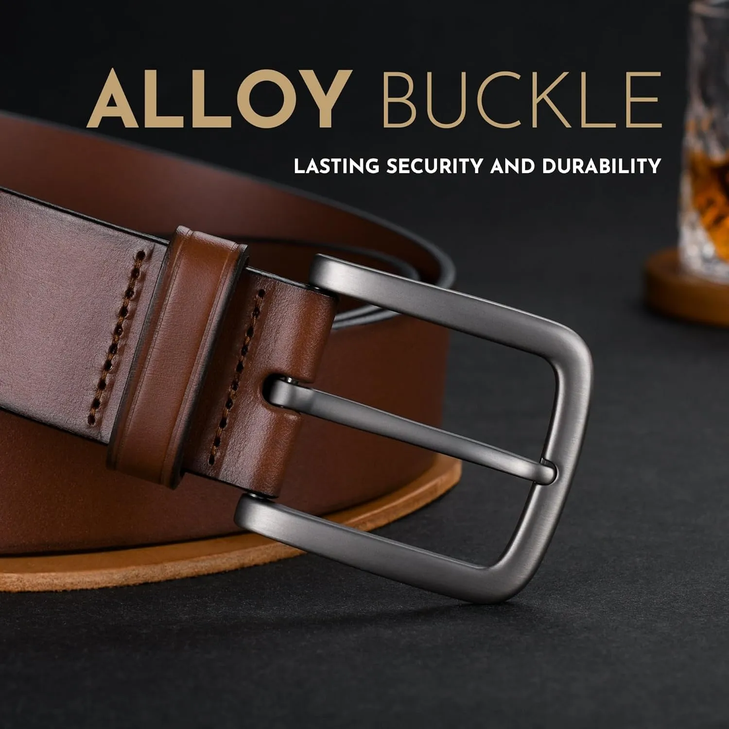 Buffway Men's Leather Belt,1.5" Handmade Top-Grain Leather?CDurable,Comfortable,Suitable for Everyday Formal & Casual Wear