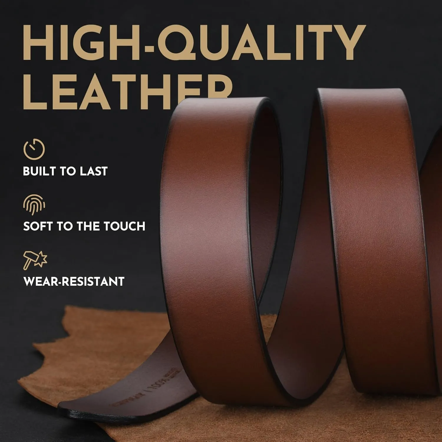 Buffway Men's Leather Belt,1.5" Handmade Top-Grain Leather?CDurable,Comfortable,Suitable for Everyday Formal & Casual Wear