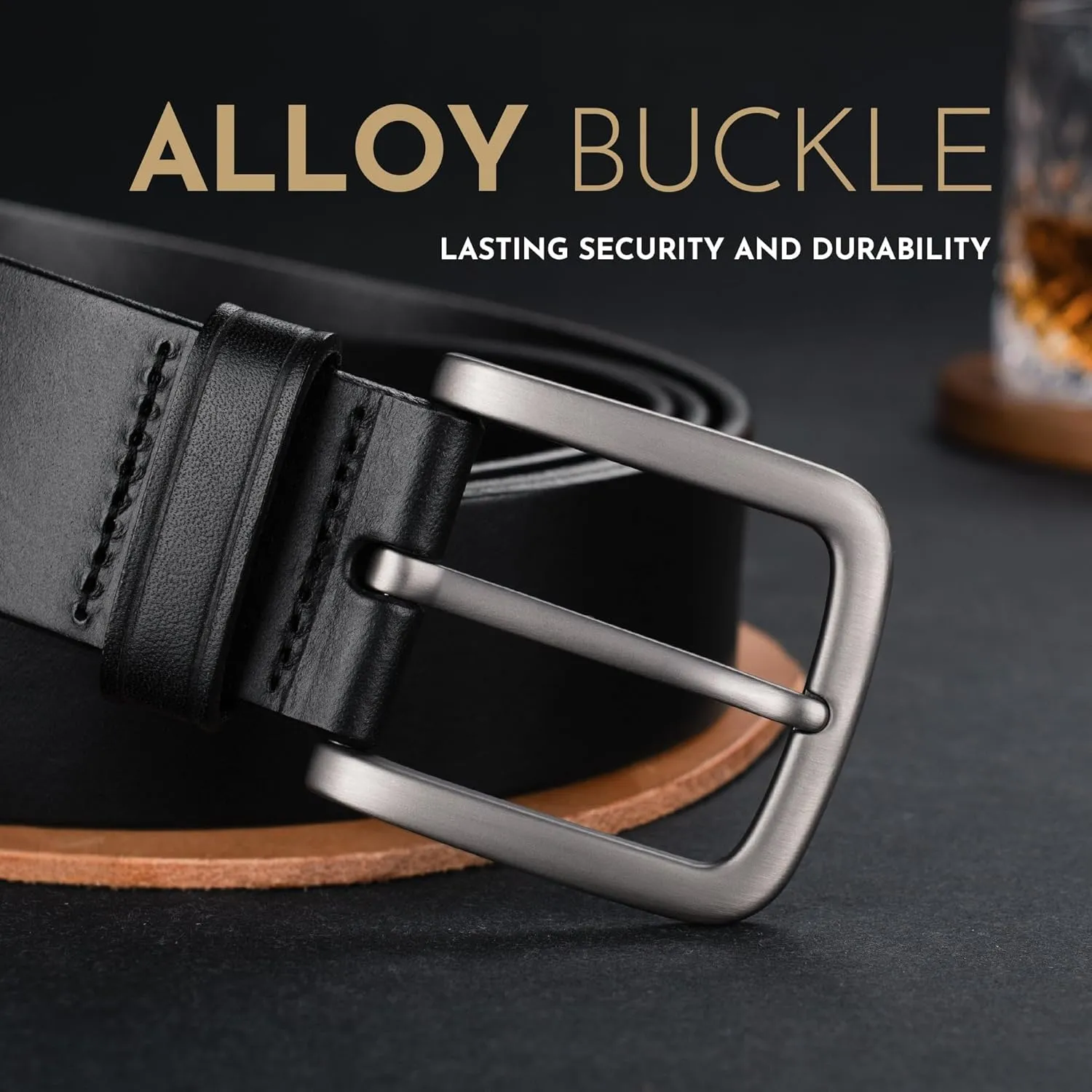 Buffway Men's Leather Belt,1.5" Handmade Top-Grain Leather?CDurable,Comfortable,Suitable for Everyday Formal & Casual Wear