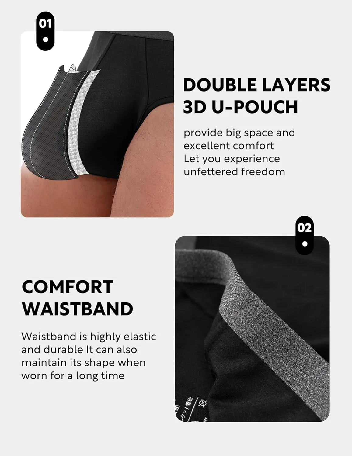 DAVID ARCHY Men's Underwear Briefs Rayon Made from Bamboo Wicking-Moisture Support Pouch Soft Underwear for Men 4 or 7 Pack