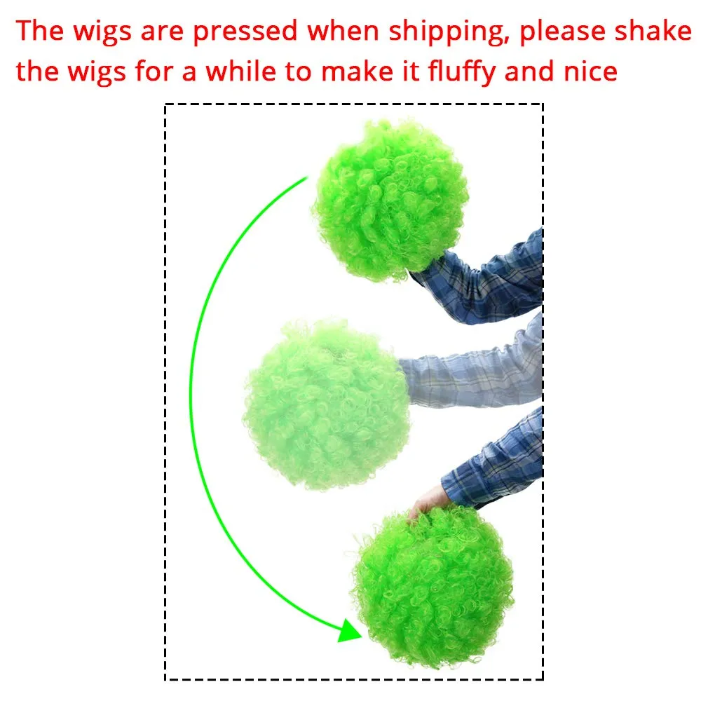 FREE BEAUTY Fluffy Afro Synthetic Clown Wig for Men Women Cosplay Anime Party St. Patrick's Day Christmas Halloween Fancy Funny Wigs (Green)