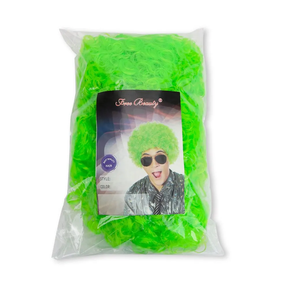 FREE BEAUTY Fluffy Afro Synthetic Clown Wig for Men Women Cosplay Anime Party St. Patrick's Day Christmas Halloween Fancy Funny Wigs (Green)