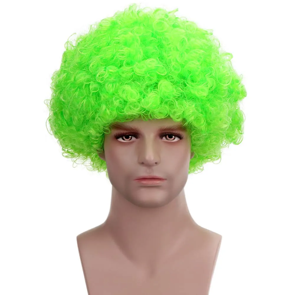 FREE BEAUTY Fluffy Afro Synthetic Clown Wig for Men Women Cosplay Anime Party St. Patrick's Day Christmas Halloween Fancy Funny Wigs (Green)