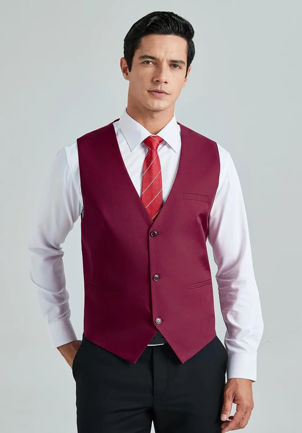 HISDERN Mens Suit Vest Business Formal Dress Vests for Men Solid Color Casual Wedding Tuxedo Party Waistcoat