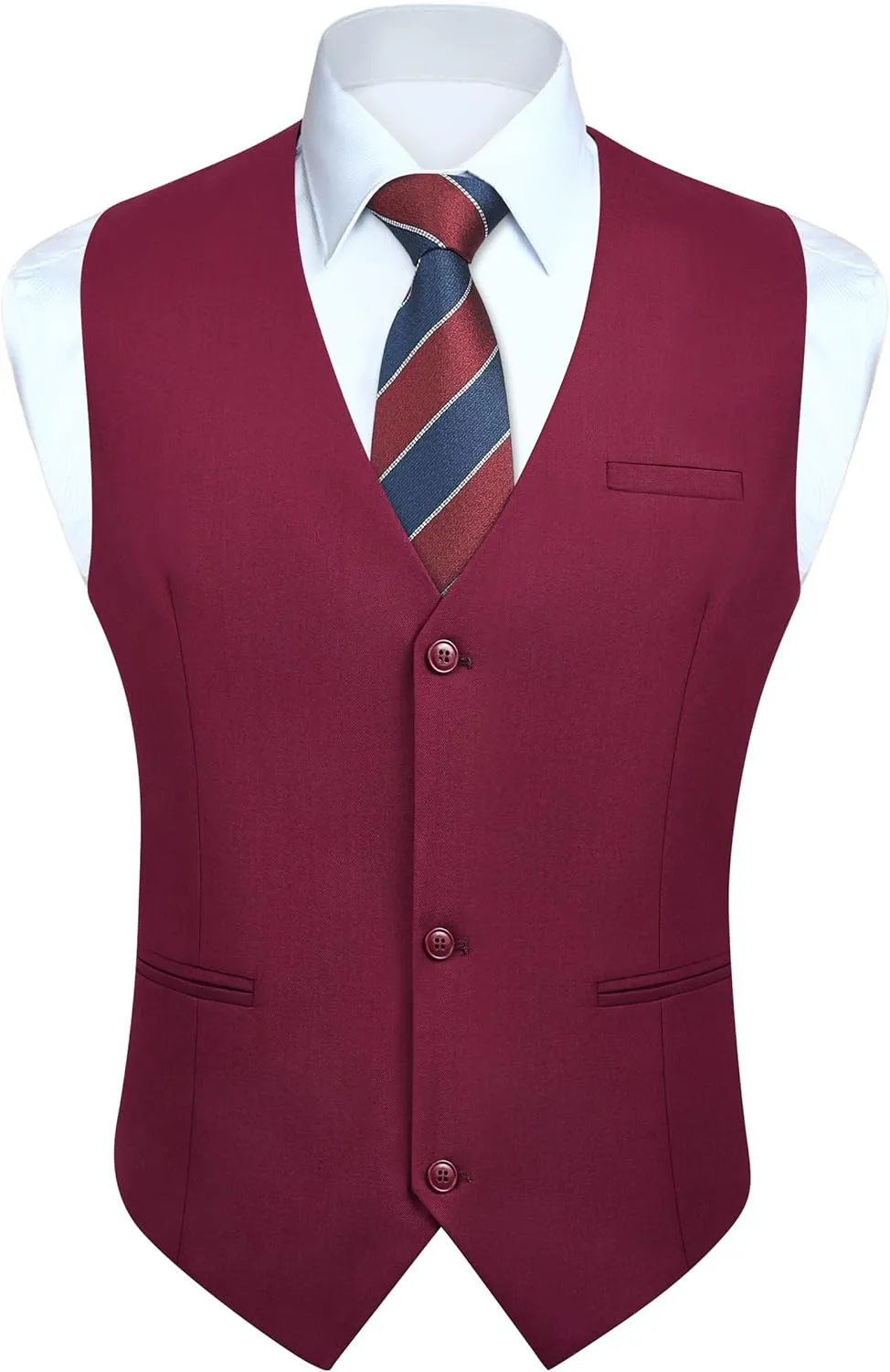 HISDERN Mens Suit Vest Business Formal Dress Vests for Men Solid Color Casual Wedding Tuxedo Party Waistcoat