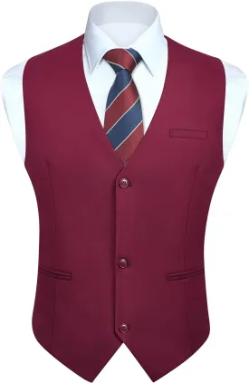 HISDERN Mens Suit Vest Business Formal Dress Vests for Men Solid Color Casual Wedding Tuxedo Party Waistcoat