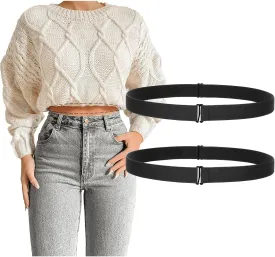 JASGOOD Crop Top Tuck Waist Band Adjustable Band Tucking Sweaters Shirts Elastic Stretch Belts for Women Change Style of Tops