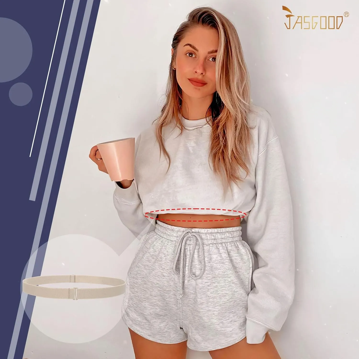 JASGOOD Crop Top Tuck Waist Band Adjustable Band Tucking Sweaters Shirts Elastic Stretch Belts for Women Change Style of Tops