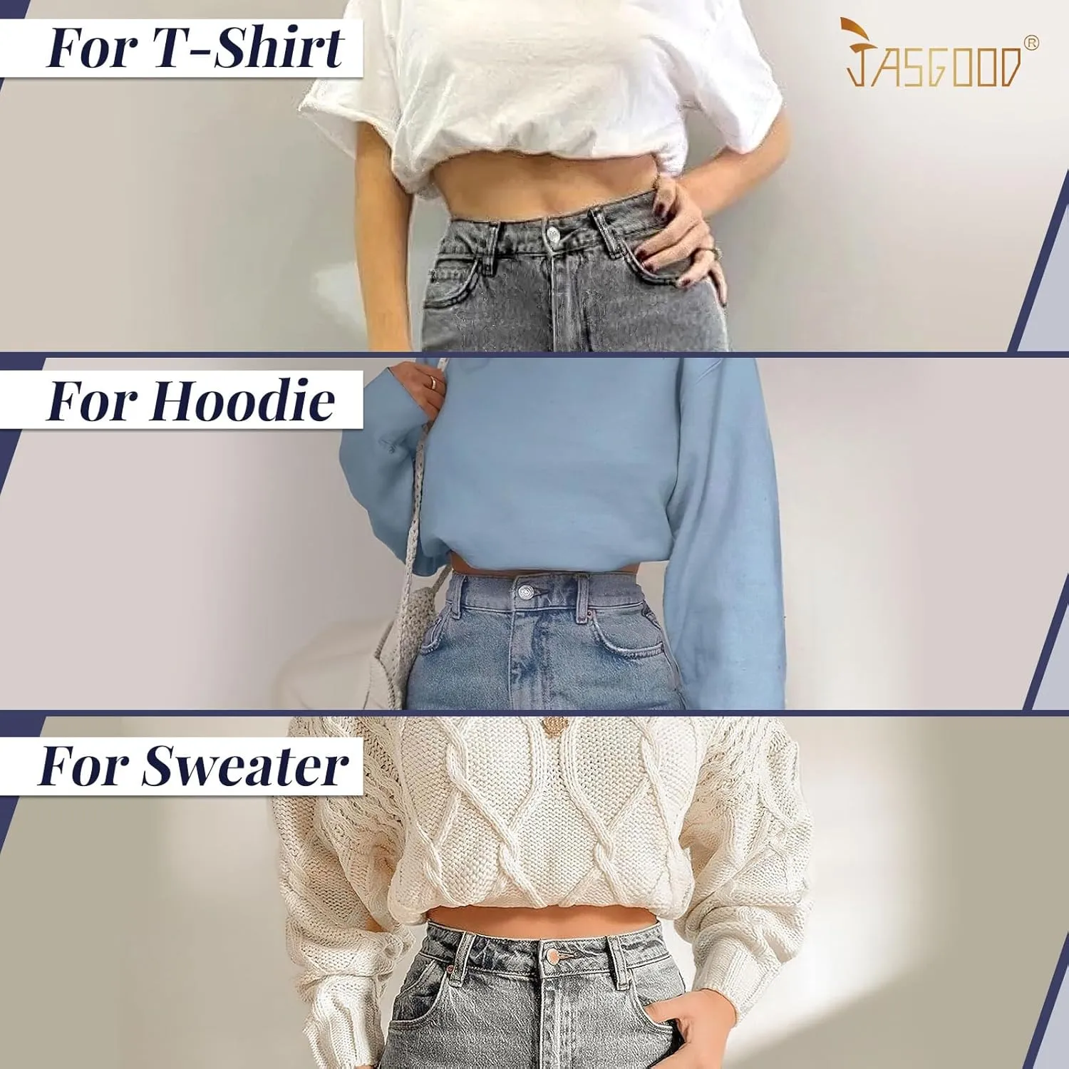 JASGOOD Crop Top Tuck Waist Band Adjustable Band Tucking Sweaters Shirts Elastic Stretch Belts for Women Change Style of Tops