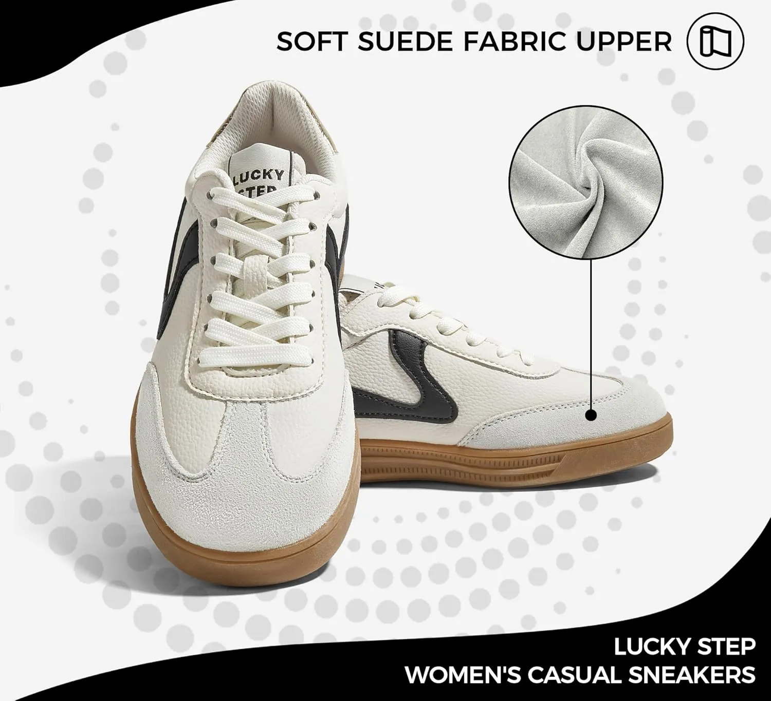 LUCKY STEP Women's Retro Fashion Sneakers Classic Cute Casual Trainers Trendy Footwear Lace up Tennis Walking Skate Shoes