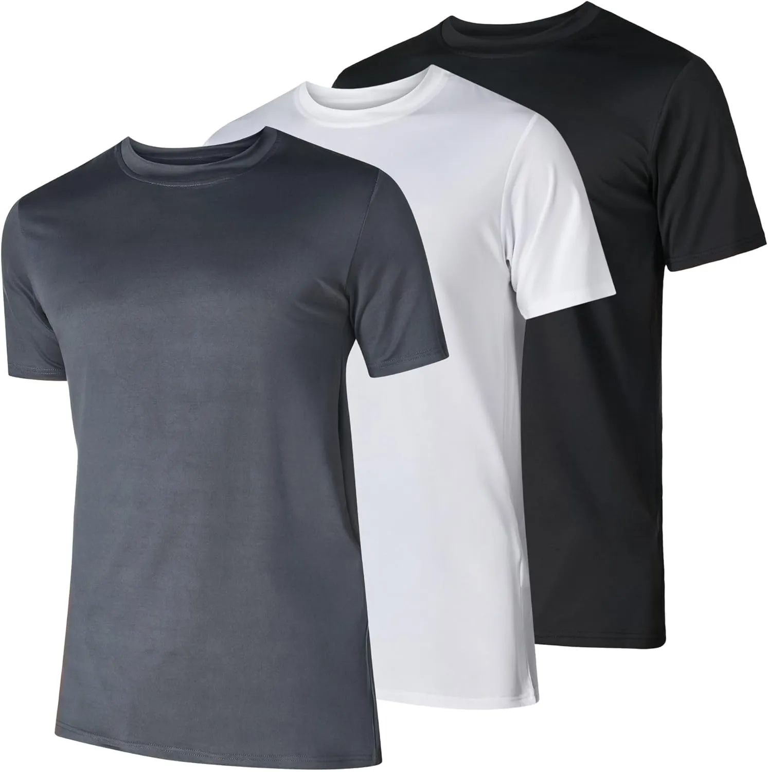 Men??s Workout Short Sleeve Athletic Gym T-Shirts 3 Pack Mens Dry Fit Running Shirt Moisture Wicking Active Crew Tees for Men
