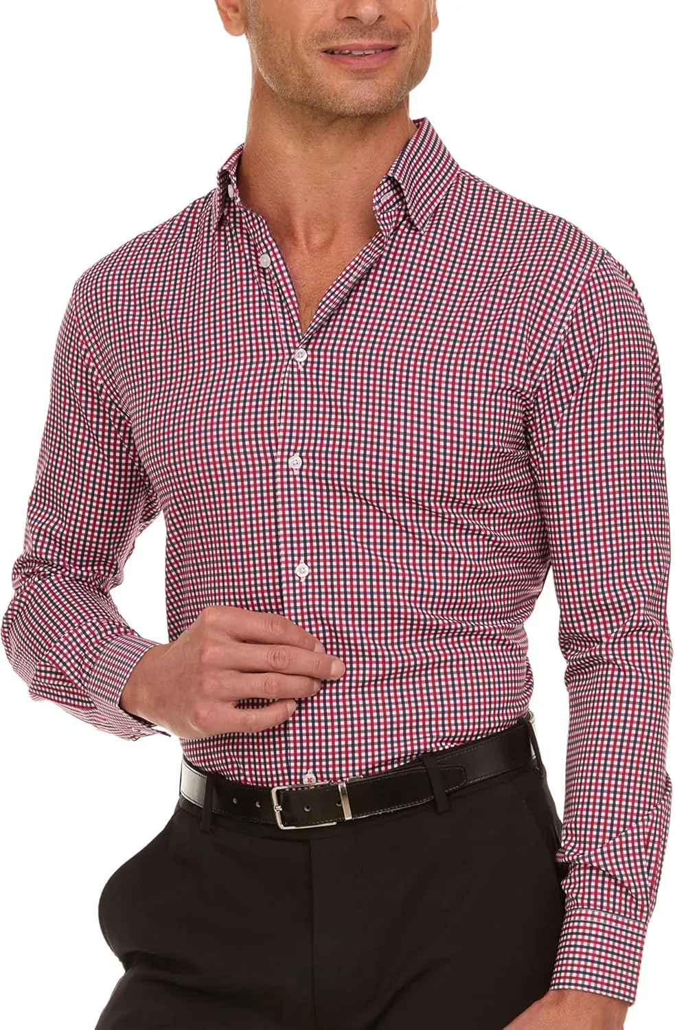 Nautica Slim Fit Mens Dress Shirts Long Sleeve Performance Polyester Fabric Wrinkle Free 4-Way Stretch