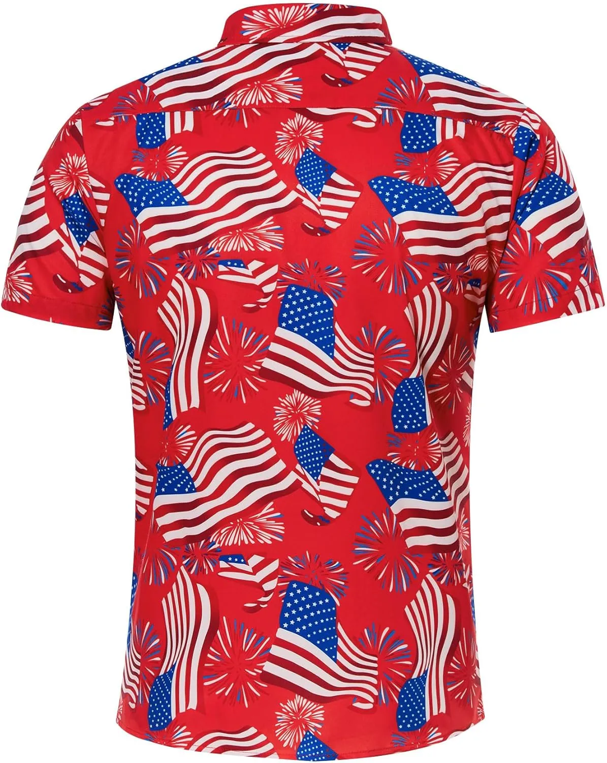 uideazone Mens 4th of July American Flag Patriotic Shirt USA Short Sleeve Button Up Independence Day Shirt M-XXL