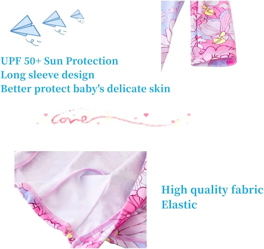 UMELOK Baby Girls' One Piece Swimsuit Full Zip UPF 50  Sun Protection Swimwear Rash Guard Swim Suit