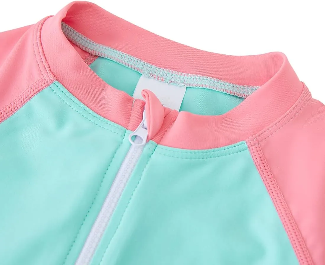 UMELOK Baby Girls' One Piece Swimsuit Full Zip UPF 50  Sun Protection Swimwear Rash Guard Swim Suit
