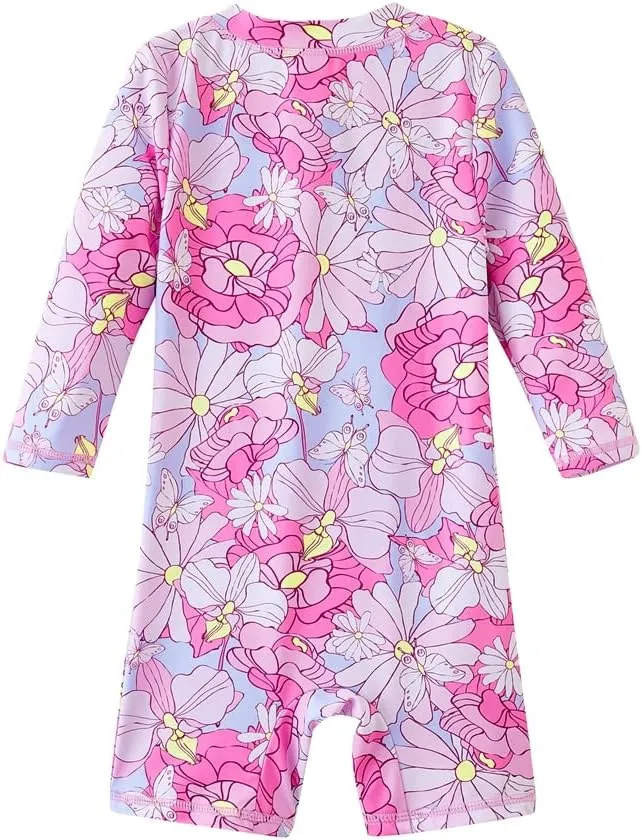 UMELOK Baby Girls' One Piece Swimsuit Full Zip UPF 50  Sun Protection Swimwear Rash Guard Swim Suit