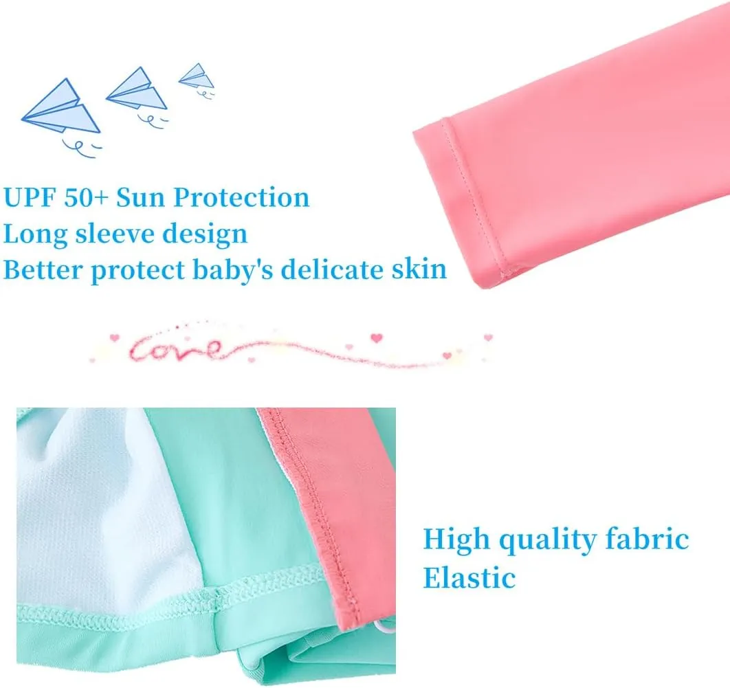 UMELOK Baby Girls' One Piece Swimsuit Full Zip UPF 50  Sun Protection Swimwear Rash Guard Swim Suit