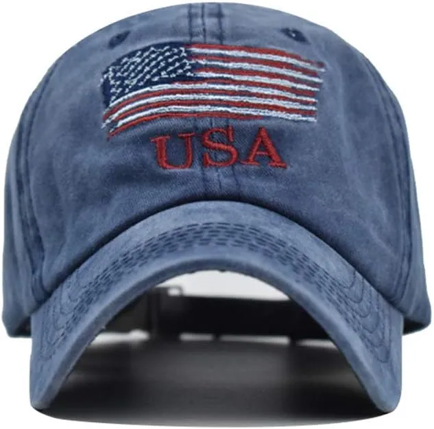 Washed American Flag Baseball Cap Retro Adjustable Sun Dad Gift Hats for Men Women Fashion Trucker Cap Unisex