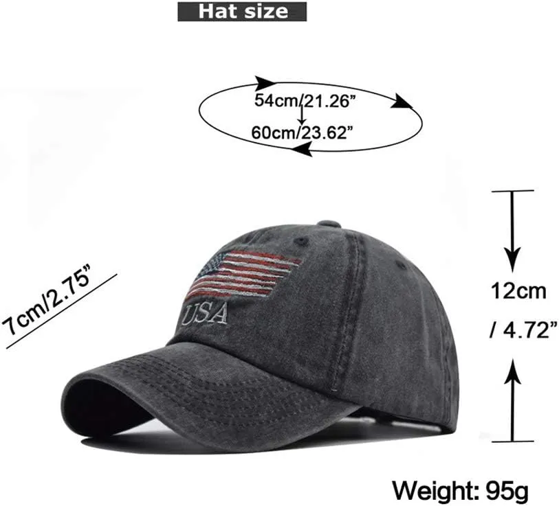 Washed American Flag Baseball Cap Retro Adjustable Sun Dad Gift Hats for Men Women Fashion Trucker Cap Unisex