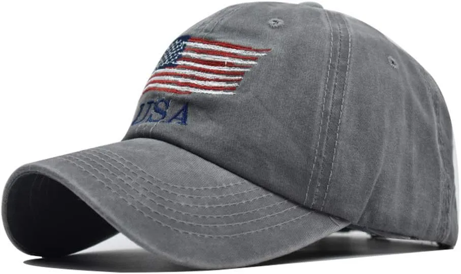 Washed American Flag Baseball Cap Retro Adjustable Sun Dad Gift Hats for Men Women Fashion Trucker Cap Unisex