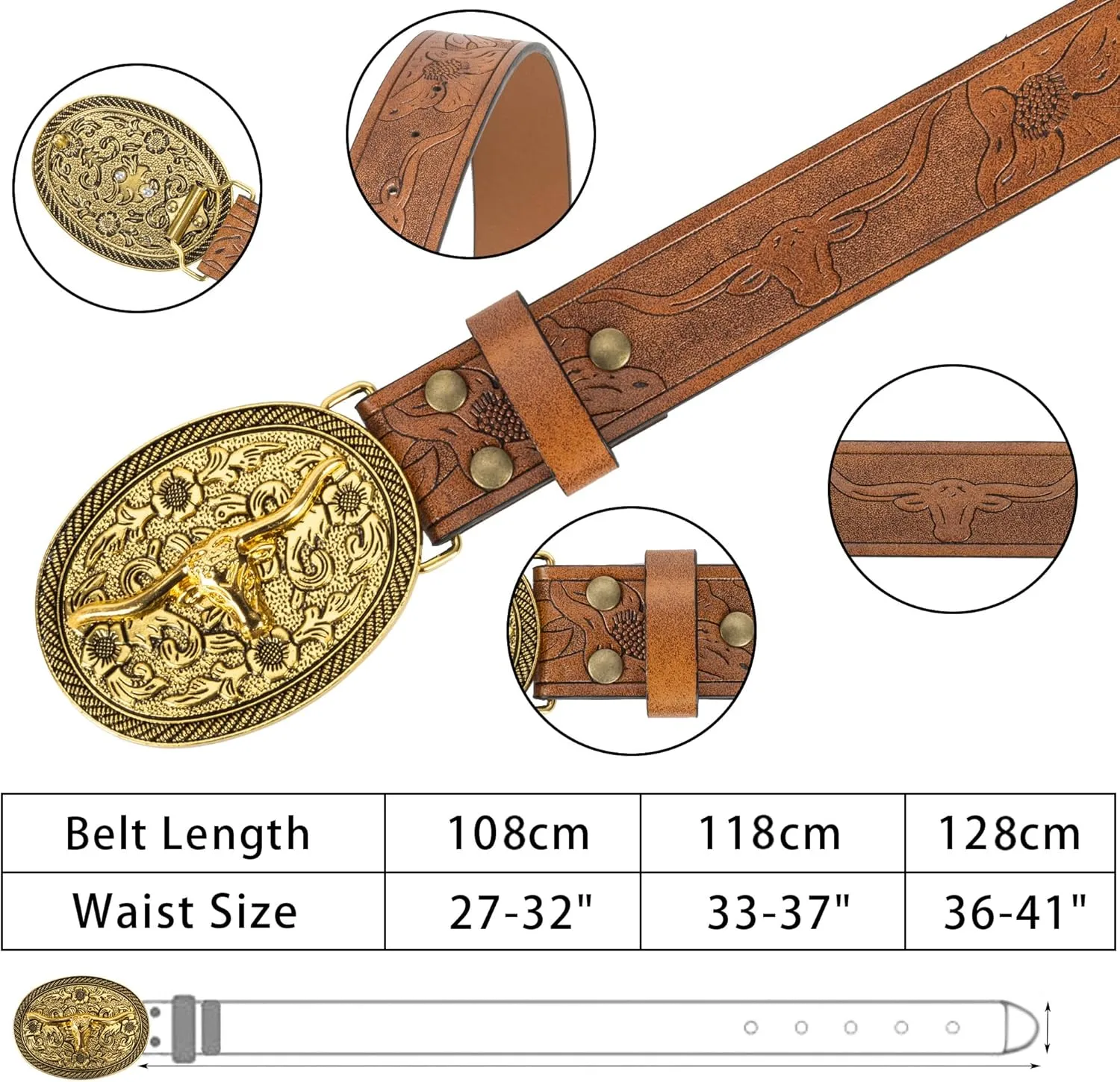 Western Belts for Women Men-Cowgirl-Cowboy-Country-Belt