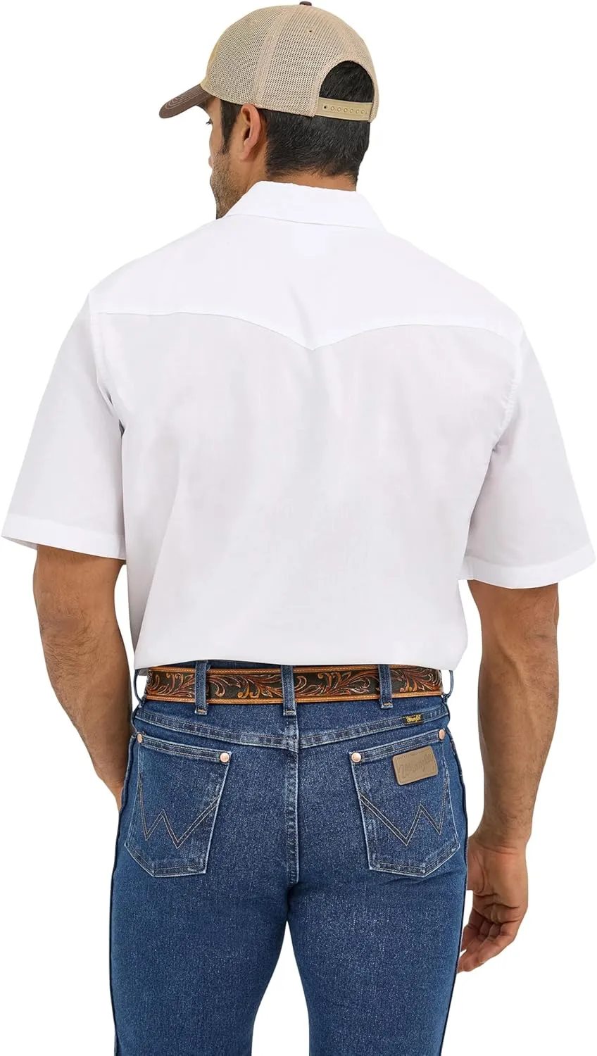 Wrangler Men's Sport Western Basic Two Pocket Short Sleeve Snap Shirt