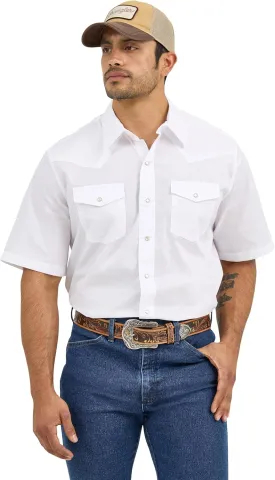 Wrangler Men's Sport Western Basic Two Pocket Short Sleeve Snap Shirt